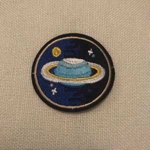 Saturn and stars iron on patch